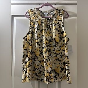 Croft & Barrow Floral Sleeveless Blouse - Black and Yellow